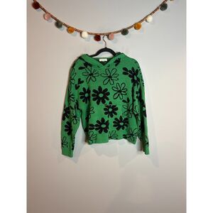 LA Hearts green floral hooded sweater